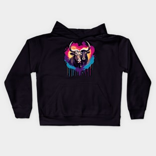 Wildebeest Couple Valentine Kids Hoodie